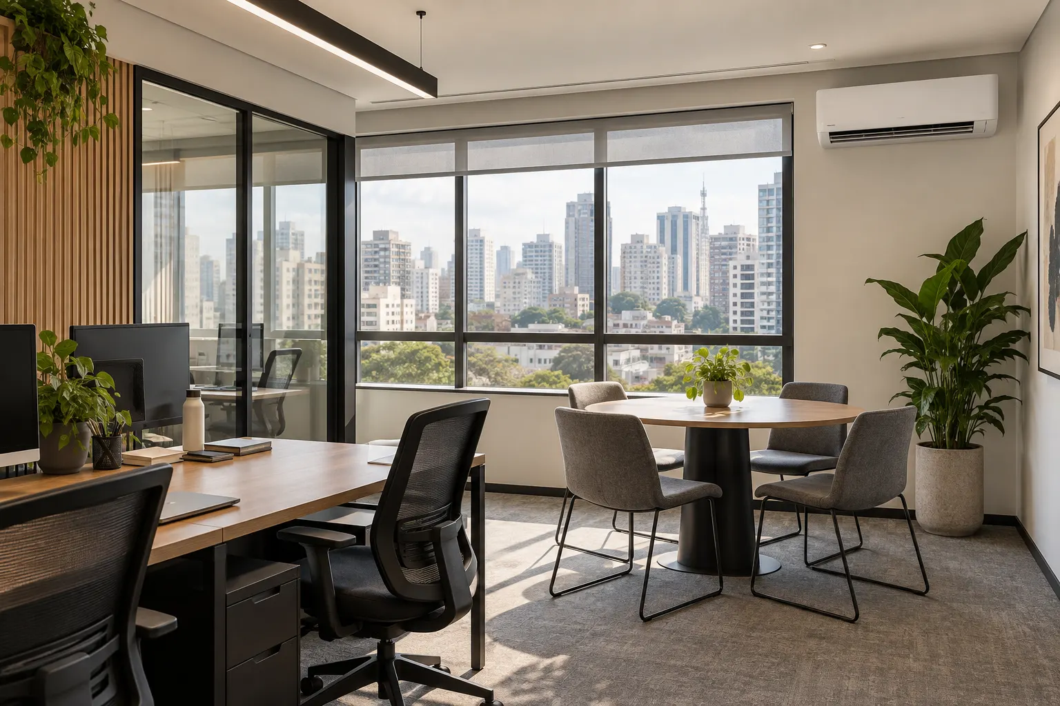 Escritório contemporâneo preparado para climatização